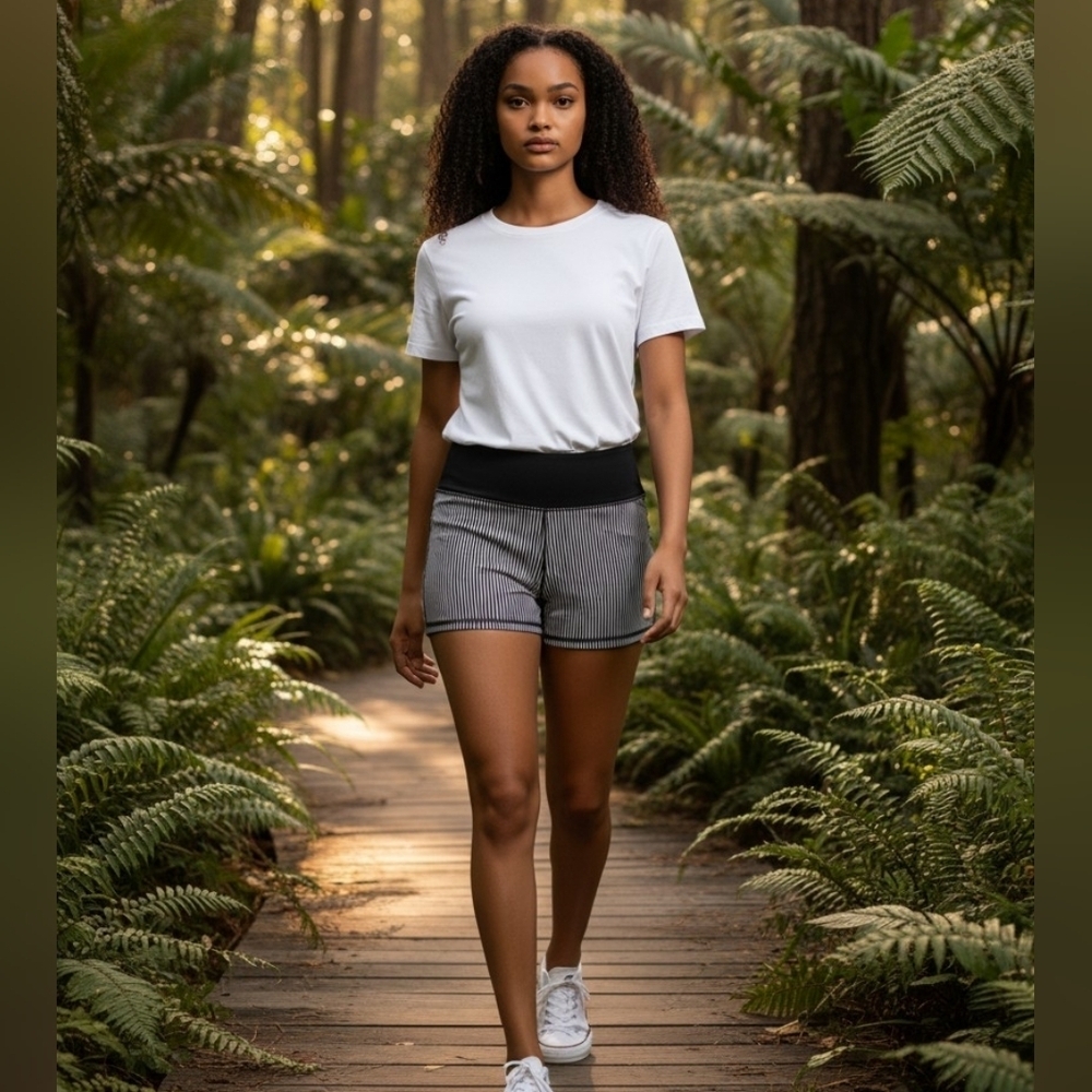 Material Girl Black & White Pinstripe Athletic Shorts